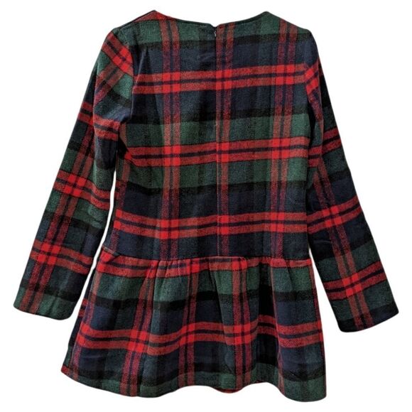 Vintage Pandora Green & Red V Neck Checker Plaid Ruffle L/S Woolen Tunic XL - Picture 2 of 3